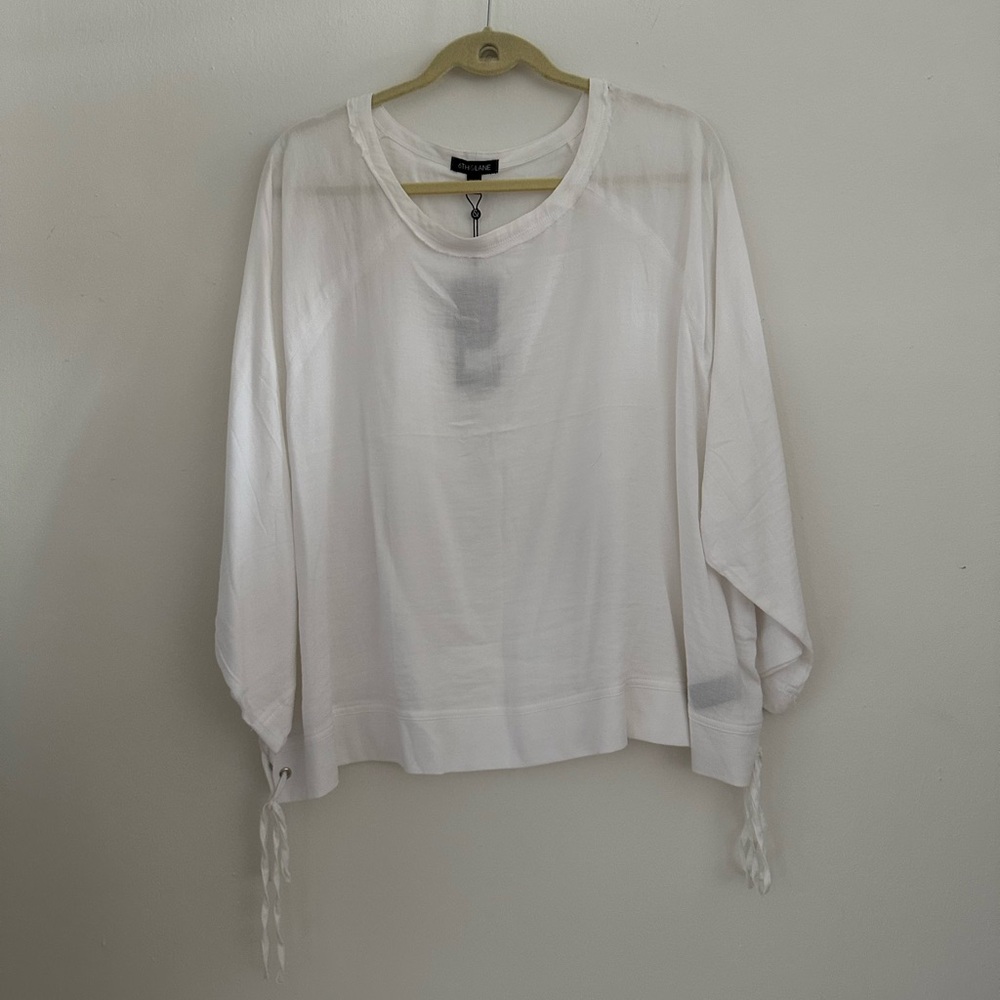 6TH & Lane White Lace Up Side 3/4 Sleeve Top Size 22/24